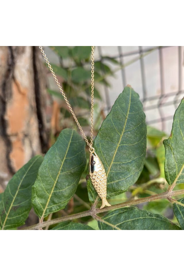 14 Ayar Altın Balık Figürlü Kolye