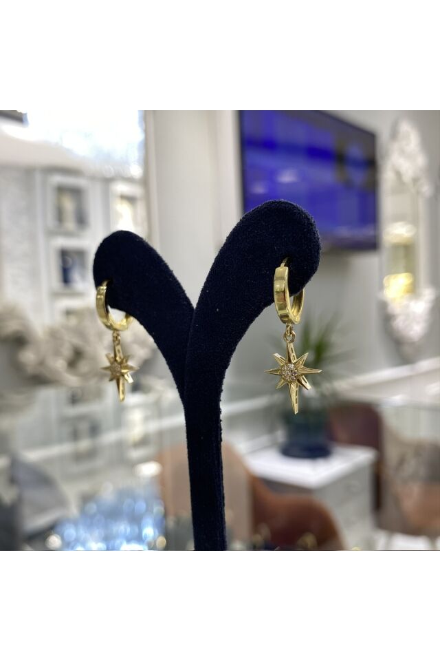 Kuzey yıldızı altın küpe