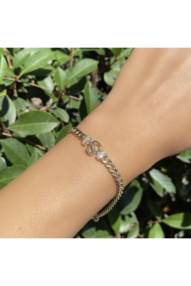 S harf altın bileklik