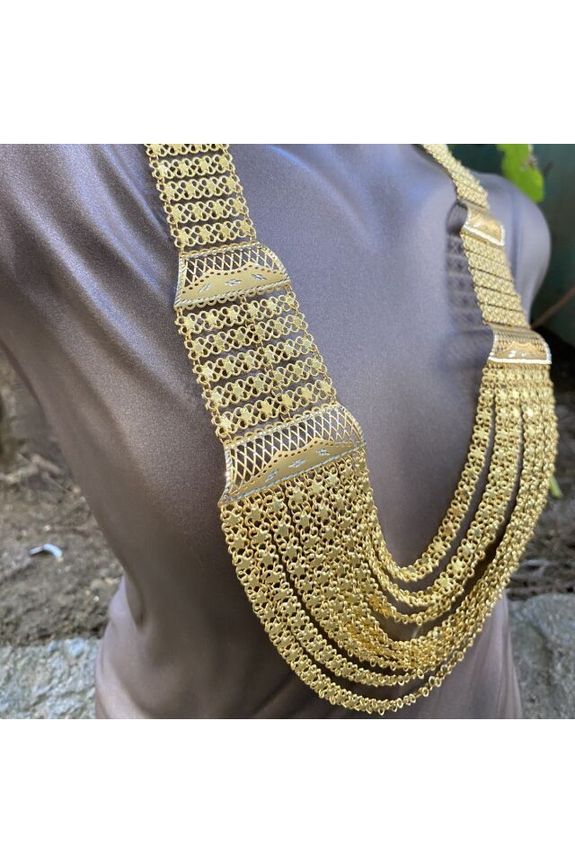 Altın 6 sıra akıtma kolye